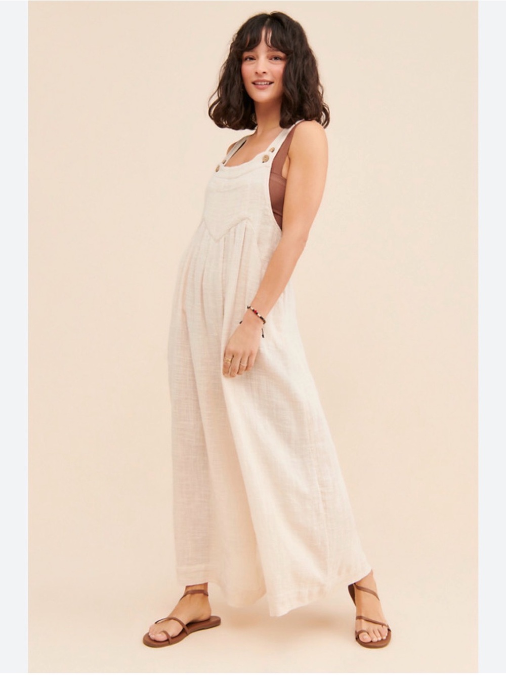 FREE PEOPLE Sun-Drenched Overalls, sz med